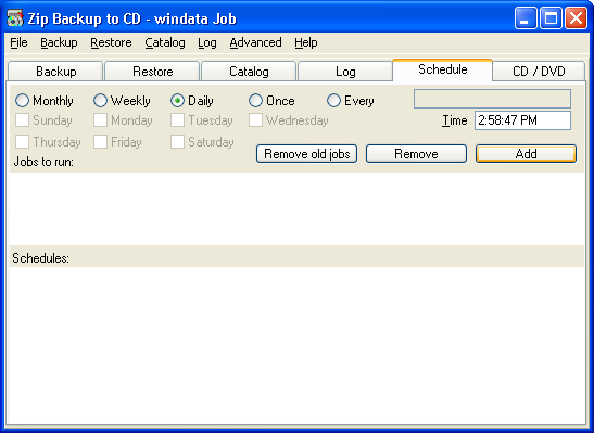 Zip Backup to CD - Schedule