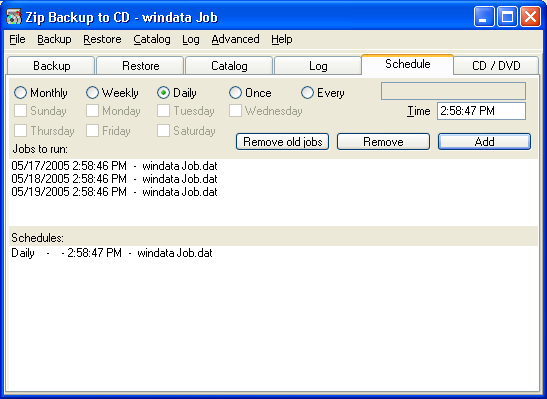 Zip Backup to CD - Schedule